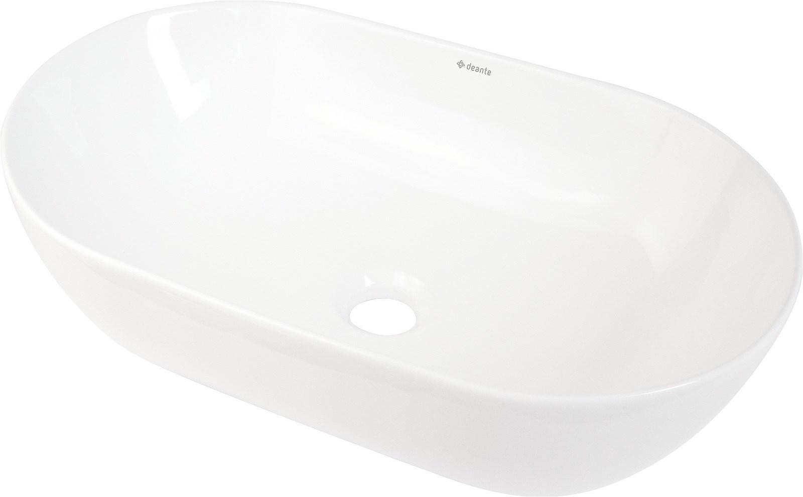 deante CDE_6U5S bordmonteret keramisk håndvask - oval, hvid 50 × 30 cm