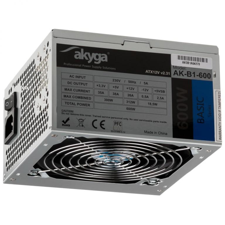 Akyga AK-B1-600 ATX strømforsyning 600 W - grå