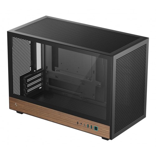 DeepCool CH260 Wood Micro Tower pc-kabinet - sort/træ, hærdet glas