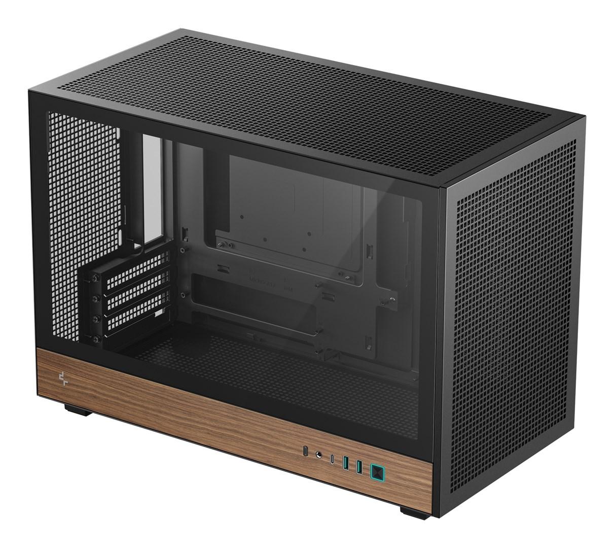 DeepCool CH260 Wood Micro Tower pc-kabinet - sort/træ, hærdet glas