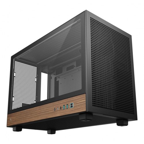 DeepCool CH260 Wood Micro Tower pc-kabinet - sort/træ, hærdet glas