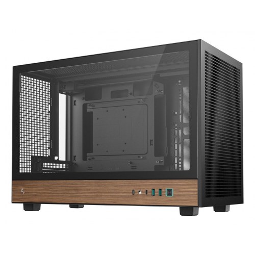 DeepCool CH260 Wood Micro Tower pc-kabinet - sort/træ, hærdet glas