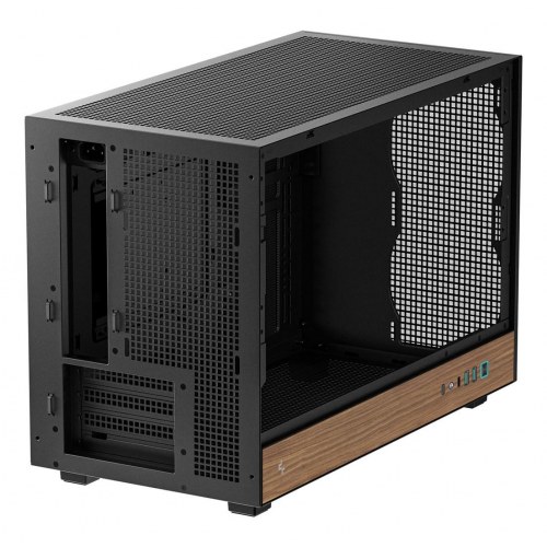 DeepCool CH260 Wood Micro Tower pc-kabinet - sort/træ, hærdet glas