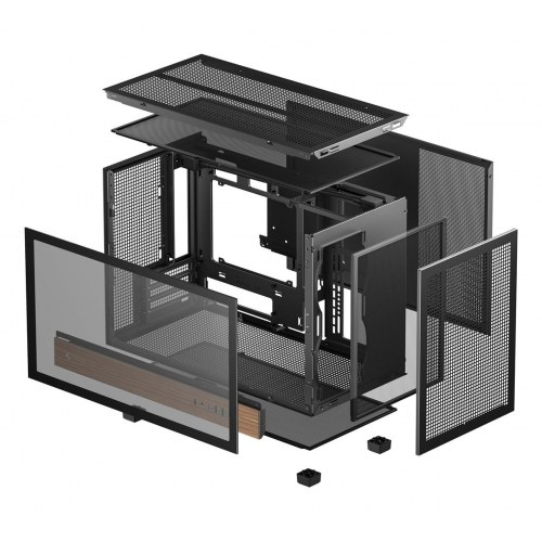 DeepCool CH260 Wood Micro Tower pc-kabinet - sort/træ, hærdet glas