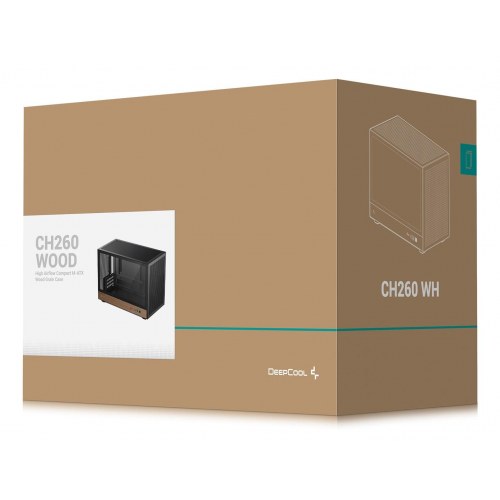 DeepCool CH260 Wood Micro Tower pc-kabinet - sort/træ, hærdet glas