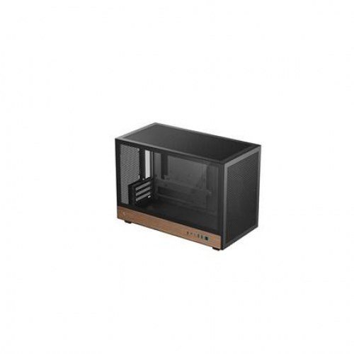 DeepCool CH260 Wood Micro Tower pc-kabinet - sort/træ, hærdet glas