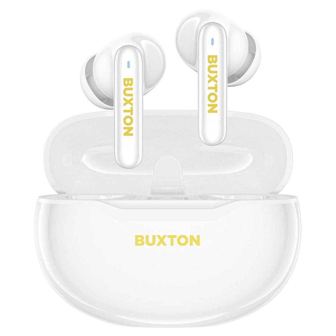 Buxton BTW 7200 - trådløse in-ear høretelefoner med opladeetui, hvid