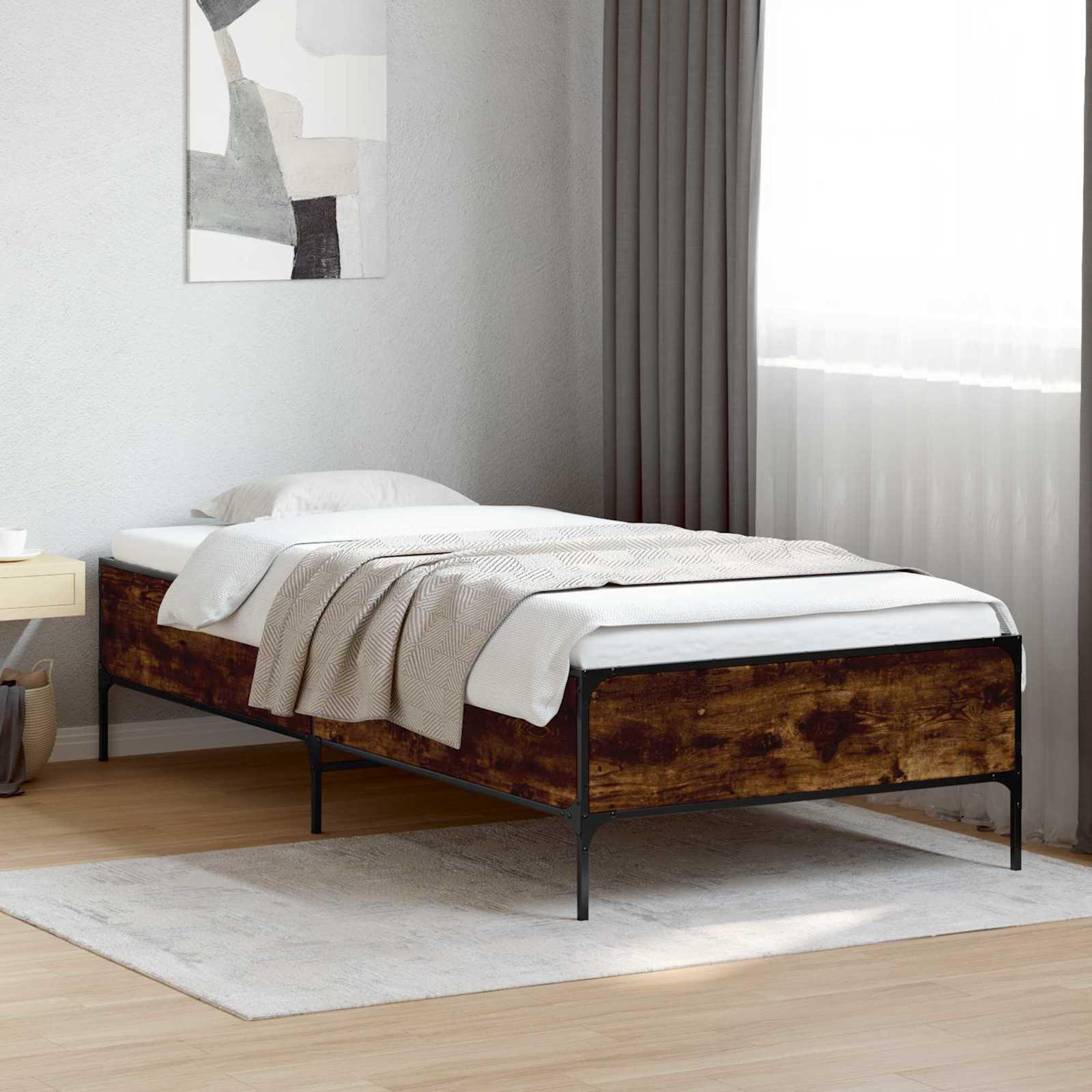 Sengestel Røget Eg 80 x 200 cm Konstrueret træ