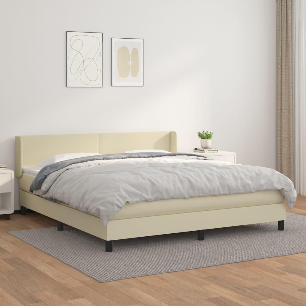 Kontinentalseng 160x200 cm kunstlæder cremefarvet