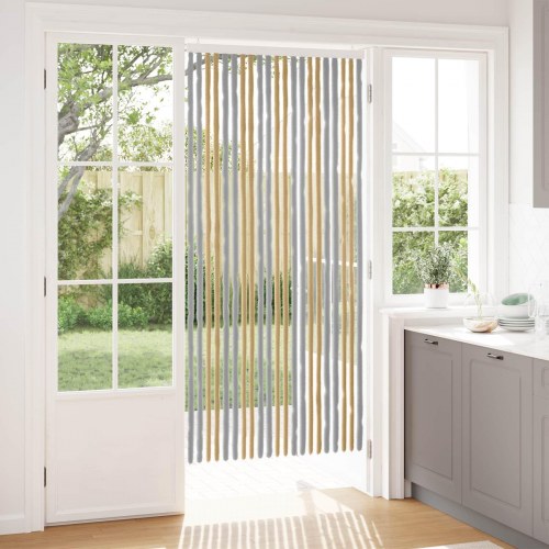 Insektgardin i chenille Grå og beige 90 x 200 cm 100% PP