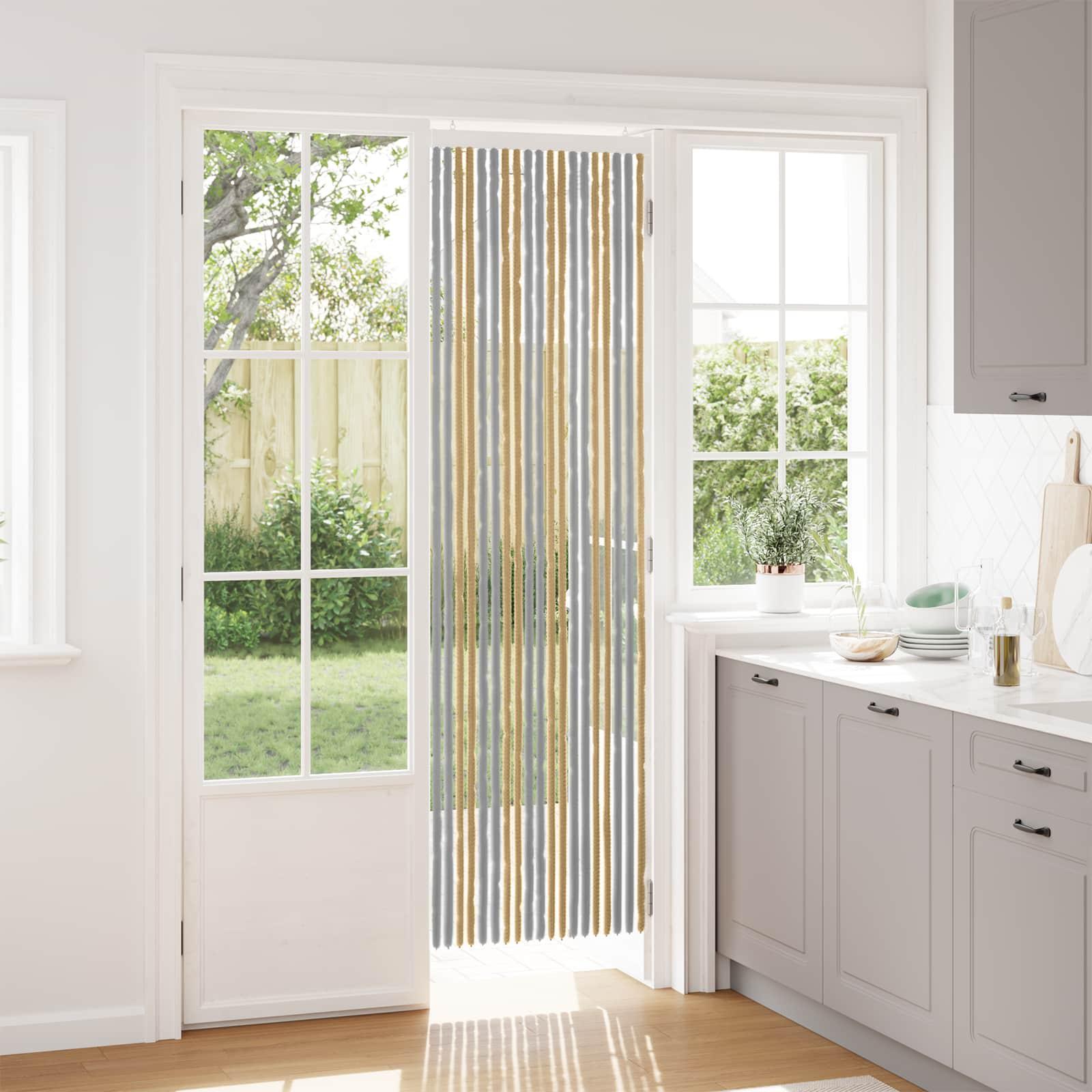 Insektgardin i chenille Grå og beige 56 x 200 cm 100% PP