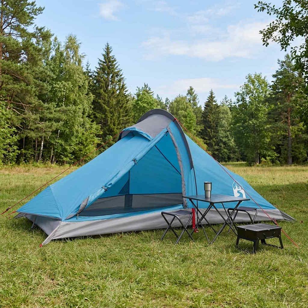 Backpacking Telt Blå 4-personers 185T Polyester med PU Coating
