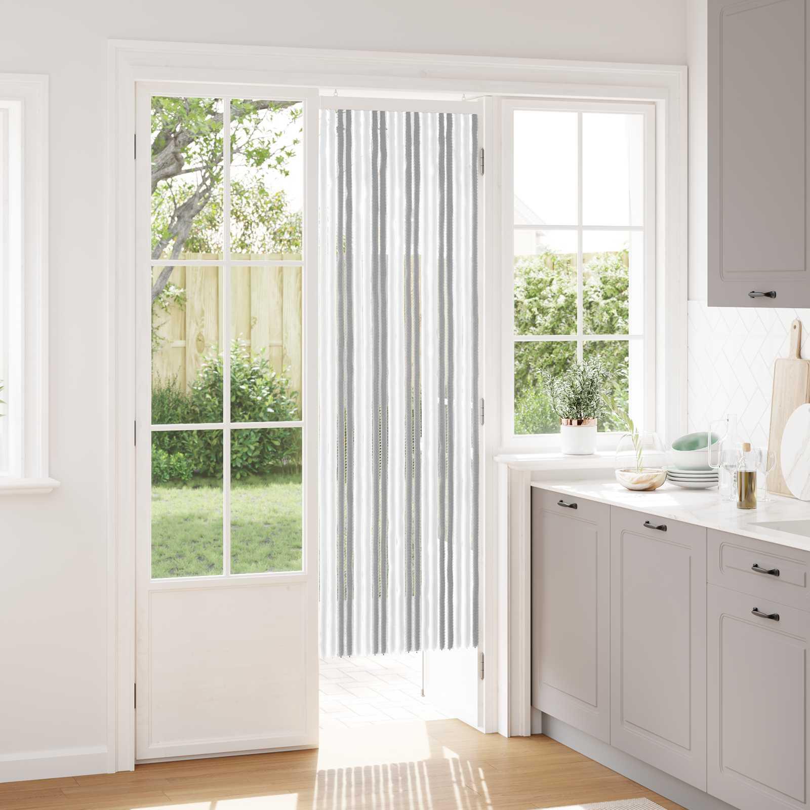 Insektgardin i chenille Grå og Hvid 56 x 185 cm 100% PP