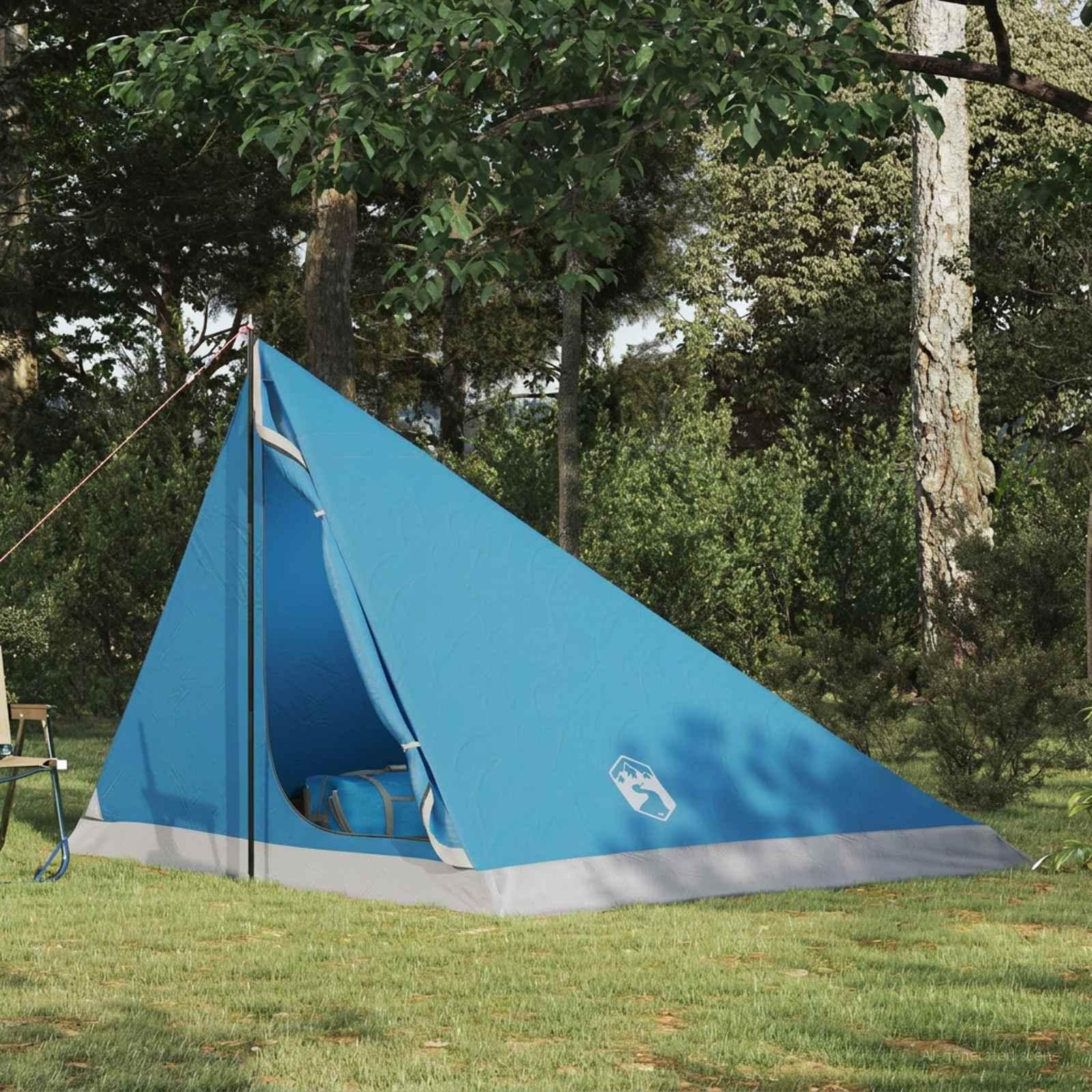 Backpacking Telt Blå 4-personers 185T Polyester med PU Coating