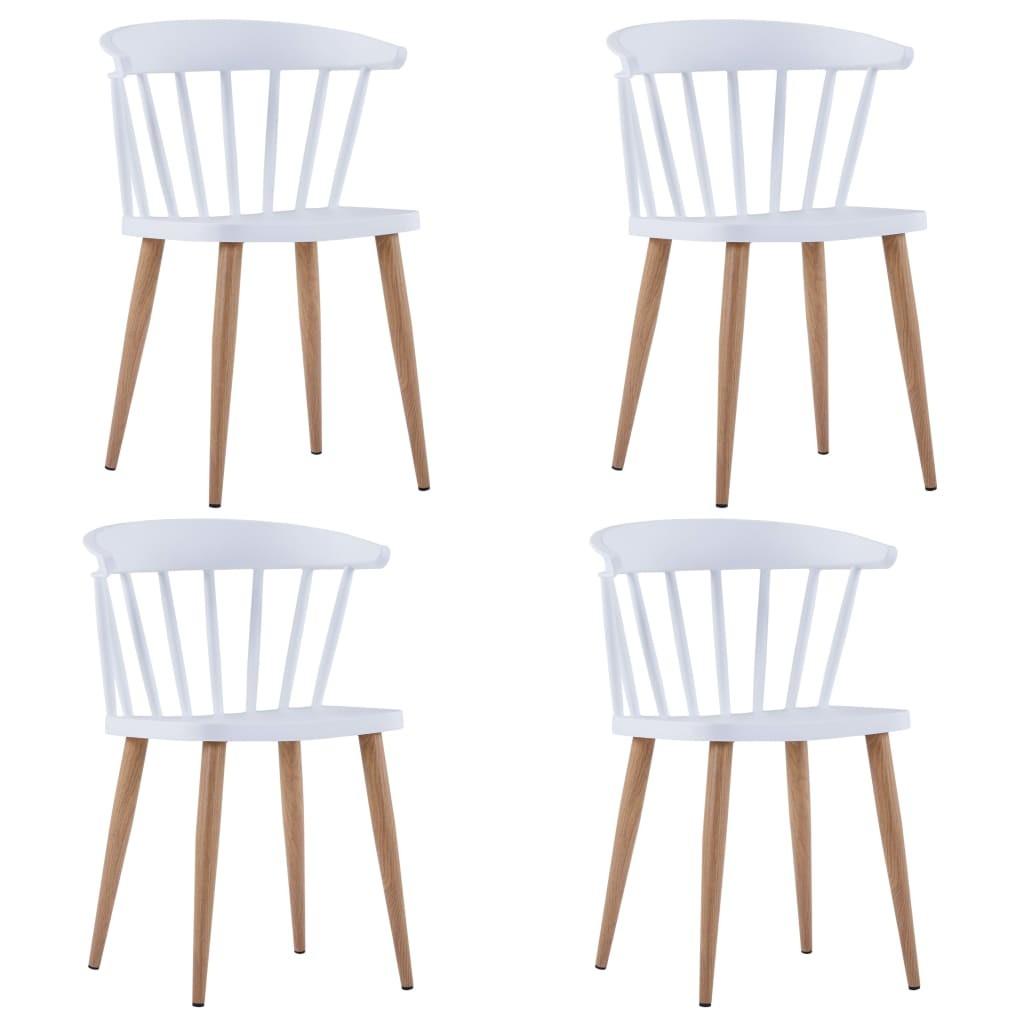 Spisebordsstole 4 stk. plastik stål hvid