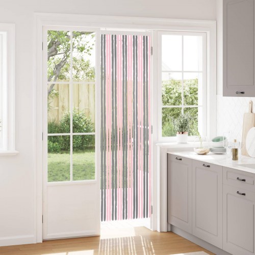 Insektgardin i chenille Sølvgrå og lyserød 56 x 200 cm 100% PP