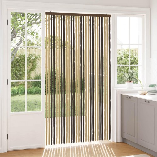 Insektgardin i chenille Mørkebrun og Beige 118 x 220 cm 100% PP