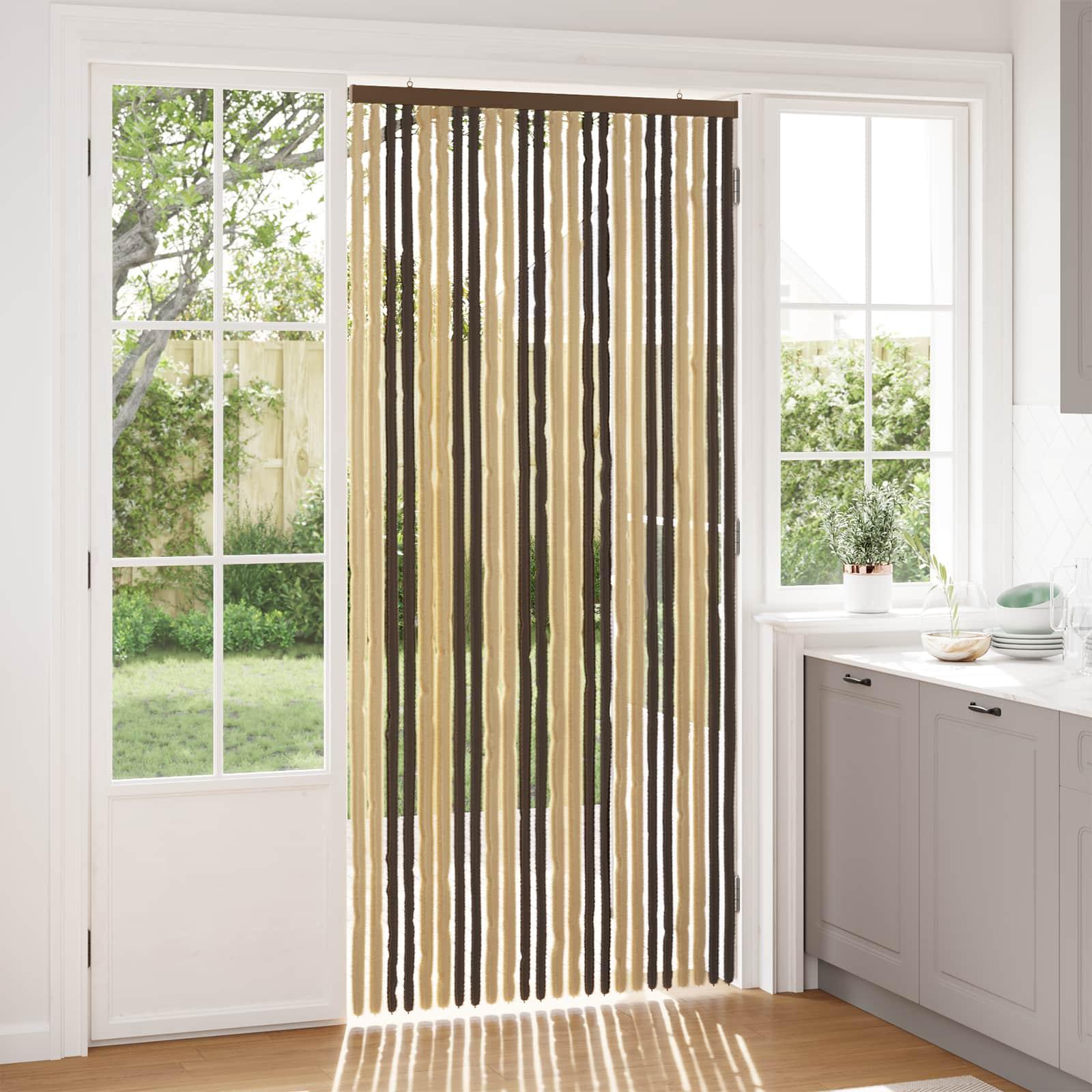Insektgardin i chenille Mørkebrun og Beige 100 x 220 cm 100% PP