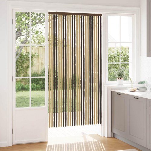 Insektgardin i chenille Mørkebrun og Beige 100 x 200 cm 100% PP