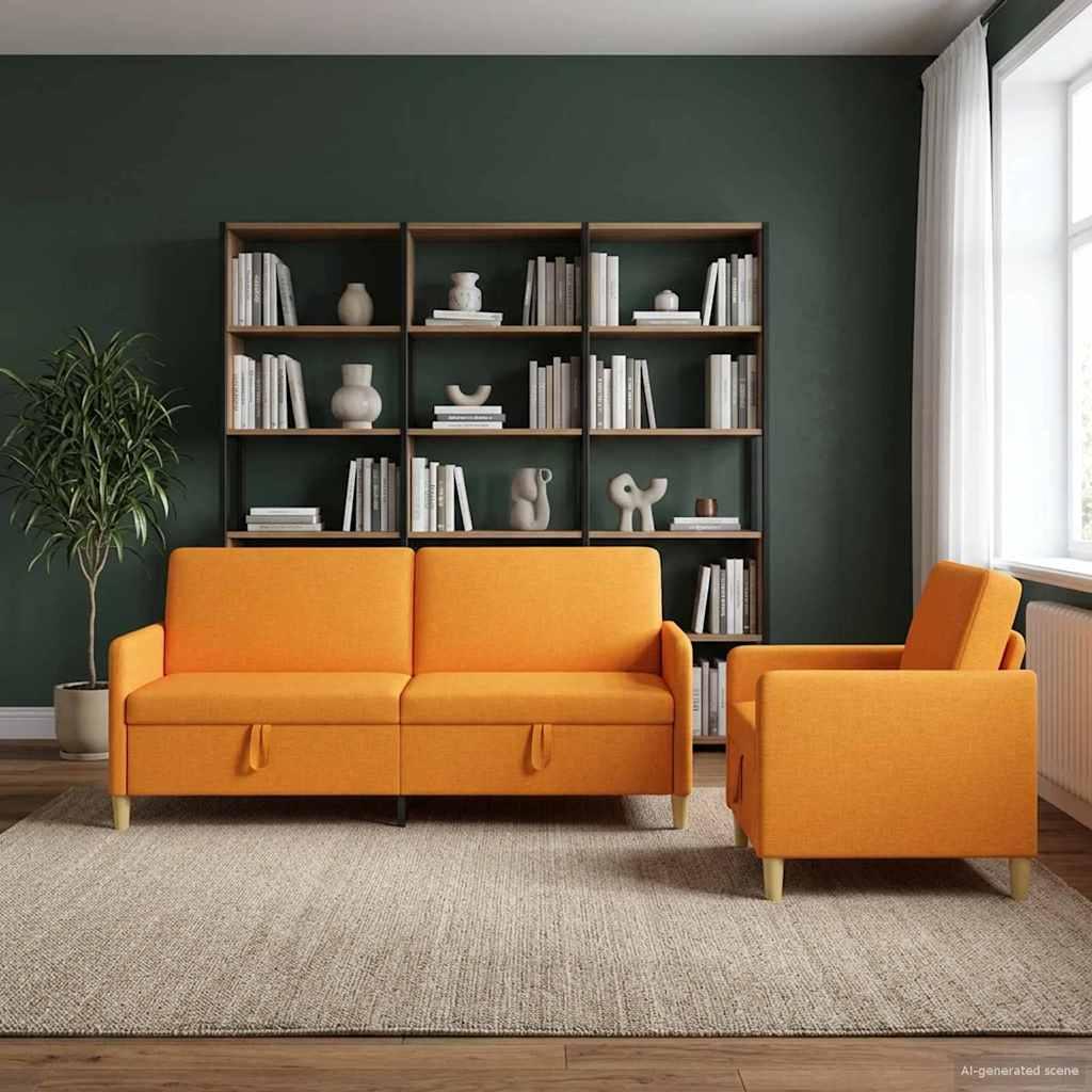 Sofa sæt med opbevaring 2 stk Mørk Gul Polyester