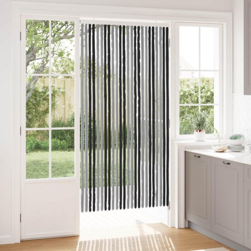 Insektgardin i chenille Grå og sort 100 x 200 cm 100% PP