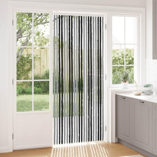 Insektgardin i chenille Grå og sort 90 x 220 cm 100% PP