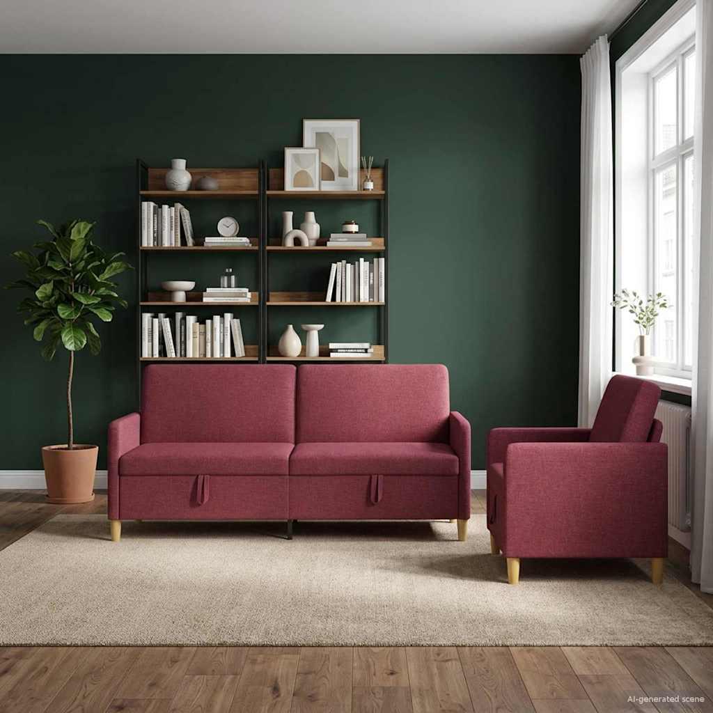 Sofa sæt med opbevaring 2 stk Vinrød Polyester