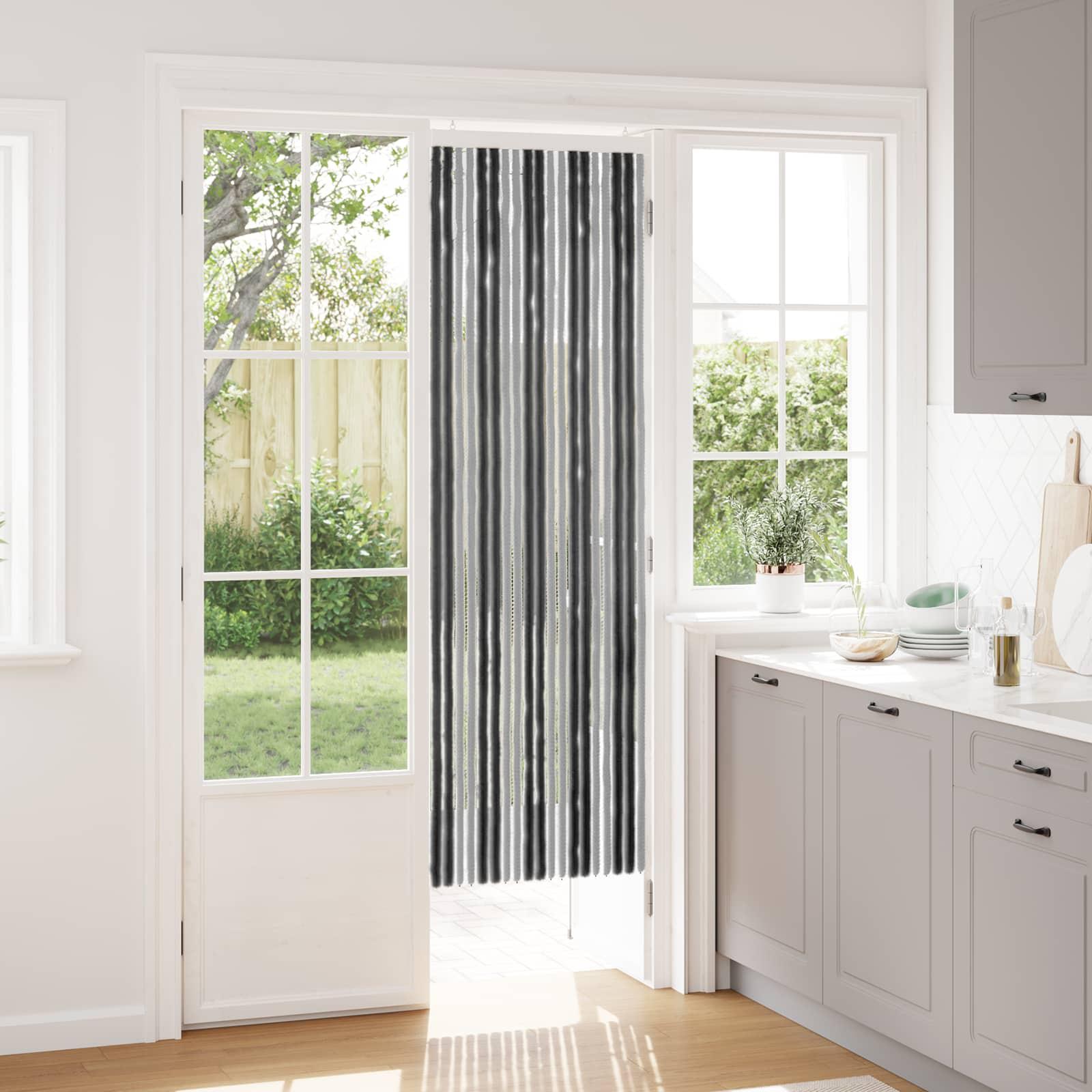 Insektgardin i chenille Grå og sort 56 x 185 cm 100% PP