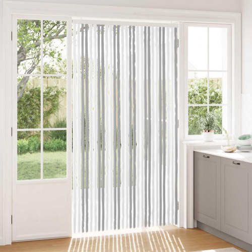Insektgardin i chenille Lys Grå og Hvid 118 x 220 cm 100% PP