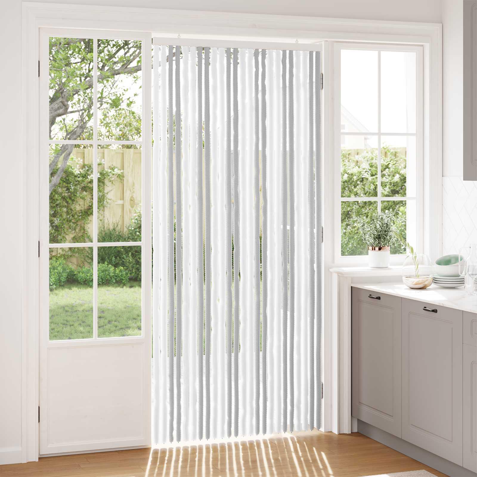 Insektgardin i chenille Lys Grå og Hvid 100 x 220 cm 100% PP