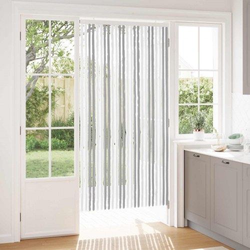 Insektgardin i chenille Lys Grå og Hvid 100 x 200 cm 100% PP