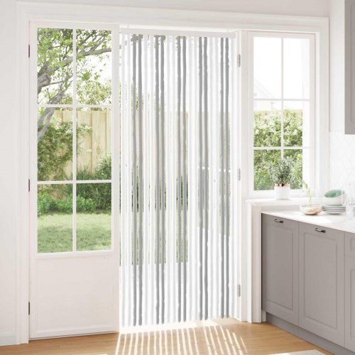Insektgardin i chenille Lys Grå og Hvid 90 x 220 cm 100% PP