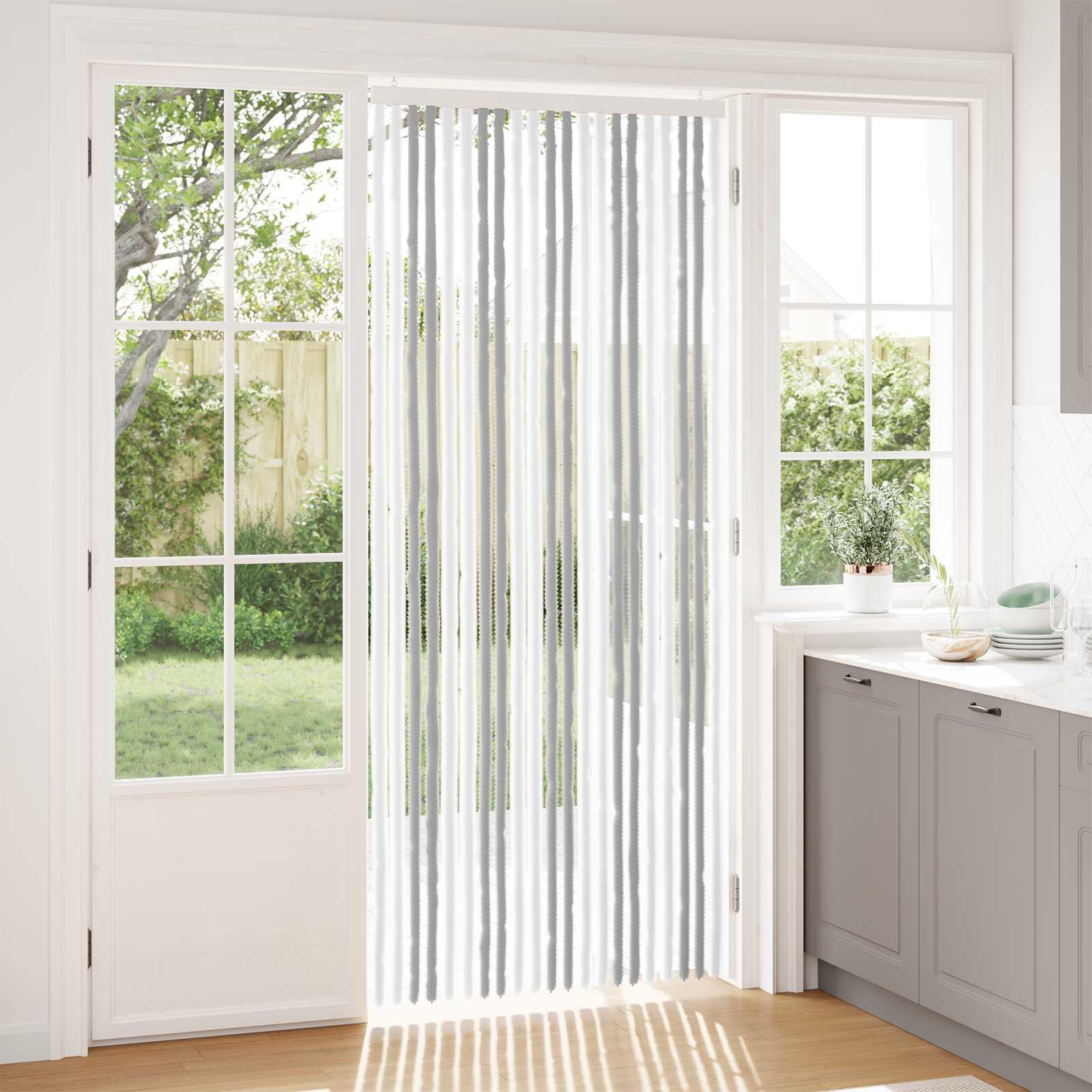 Insektgardin i chenille Lys Grå og Hvid 90 x 220 cm 100% PP
