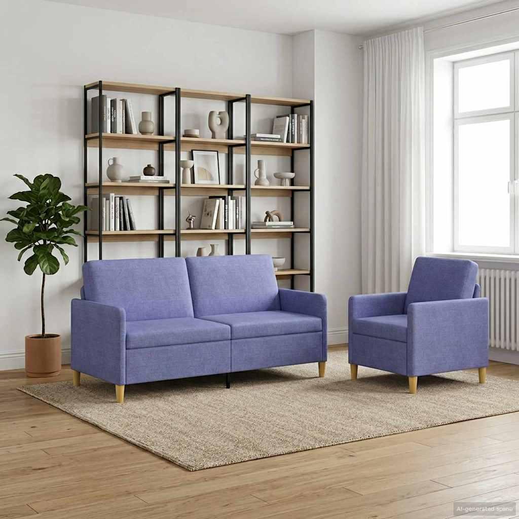 Sofa sæt med opbevaring 2 stk Jeans blå Polyester