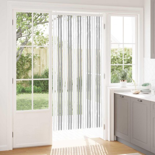 Insektgardin i chenille Lys Grå og Hvid 90 x 200 cm 100% PP