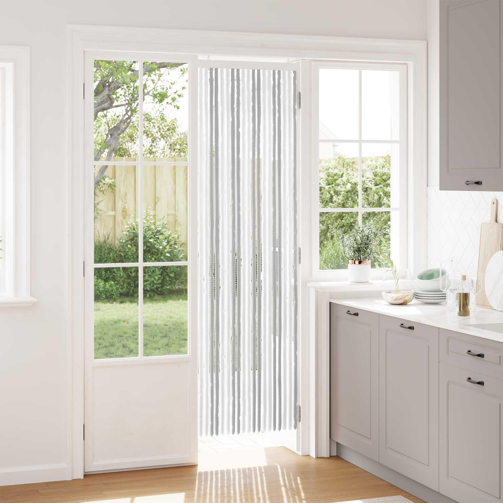 Insektgardin i chenille Lys Grå og Hvid 56 x 200 cm 100% PP