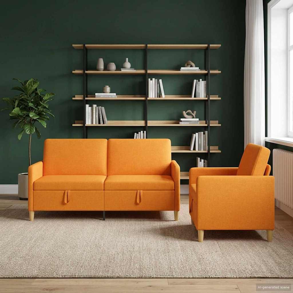 Sofa sæt med opbevaring 2 stk Mørk Gul Polyester