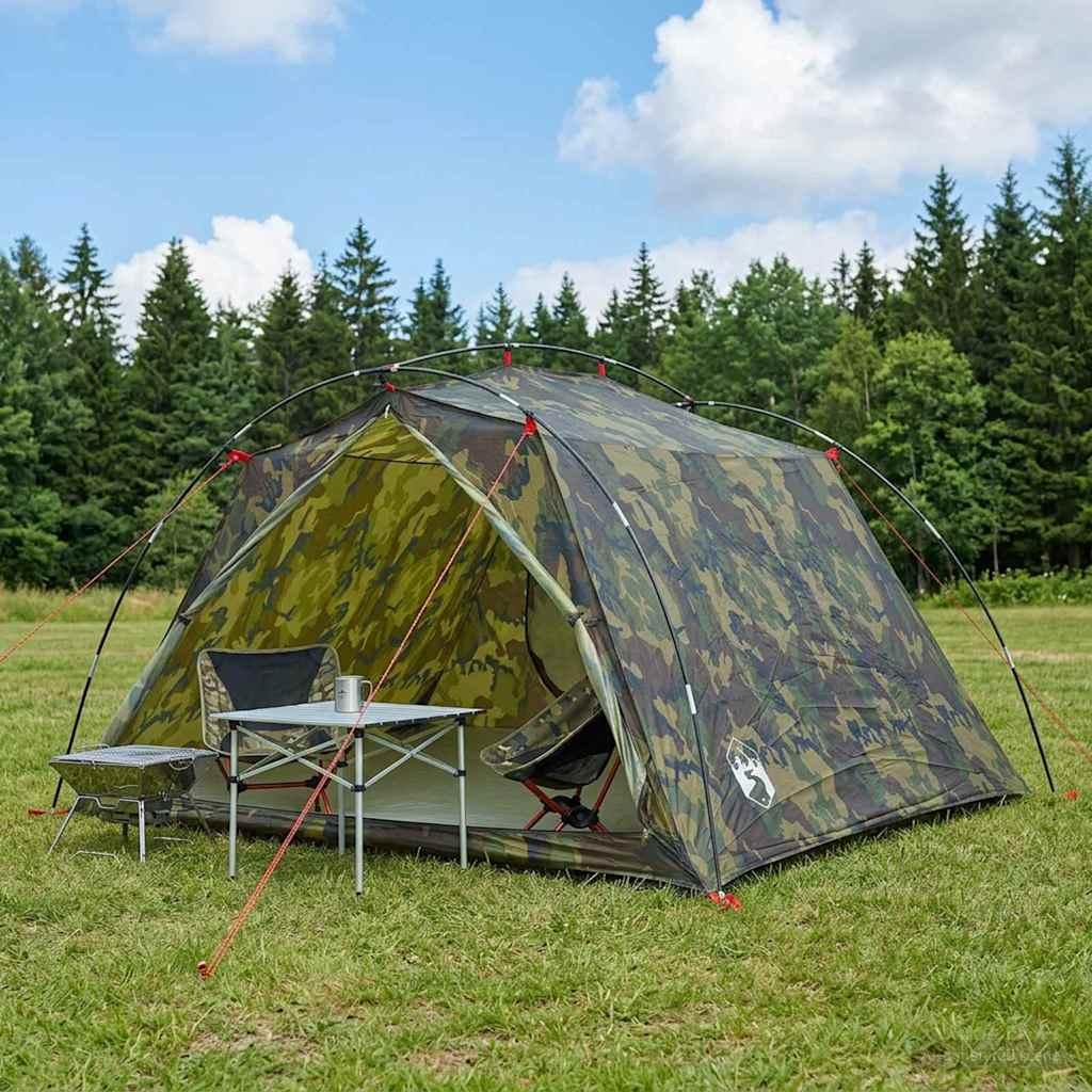 Tunneltelt Camouflage 4-personers 185T Polyester med PU Coating