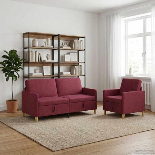 Sofa sæt med opbevaring 2 stk Vinrød Polyester