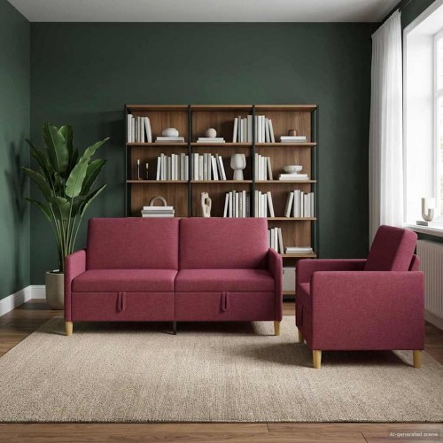 Sofa sæt med opbevaring 2 stk Vinrød Polyester
