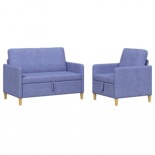 Sofa sæt med opbevaring 2 stk Jeans blå Polyester