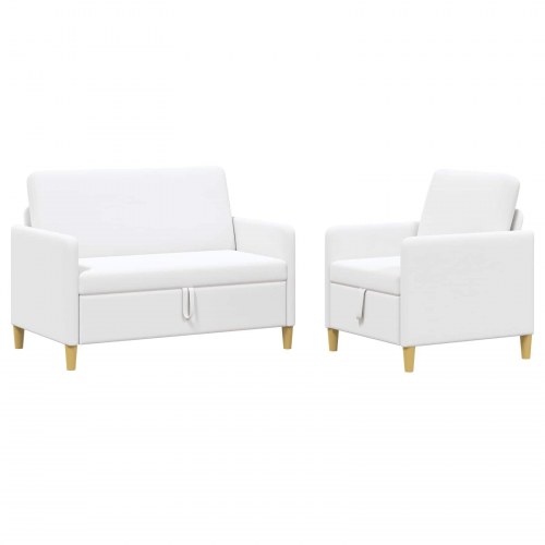 Sofa sæt med opbevaring 2 stk Hvid Polyester