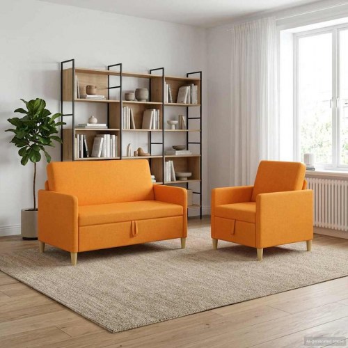 Sofa sæt med opbevaring 2 stk Mørk Gul Polyester