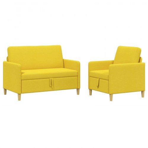 Sofa sæt med opbevaring 2 stk Lys Gul Polyester