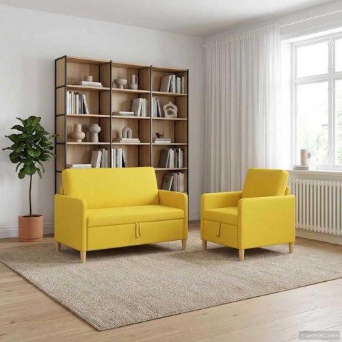 Sofa sæt med opbevaring 2 stk Lys Gul Polyester