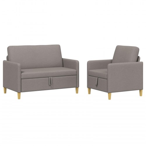 Sofa sæt med opbevaring 2 stk Gråbrun Polyester