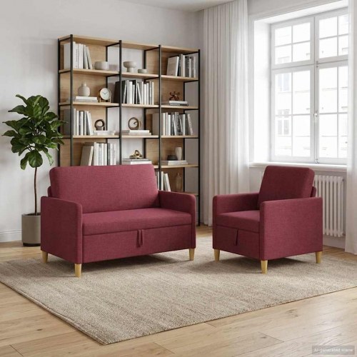 Sofa sæt med opbevaring 2 stk Vinrød Polyester