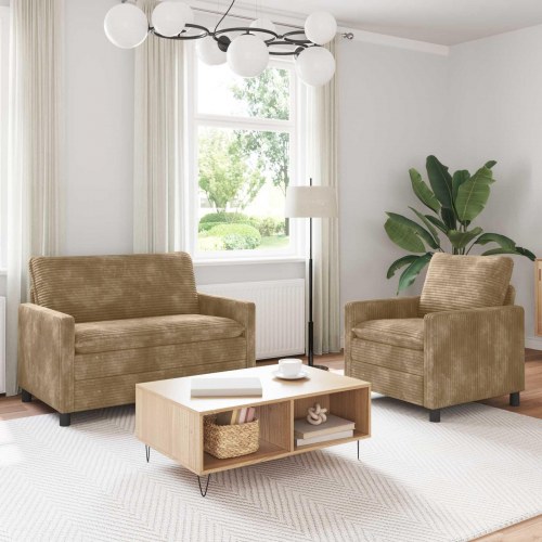 Sofa Sæt 2 stk Gråbrun Polyester