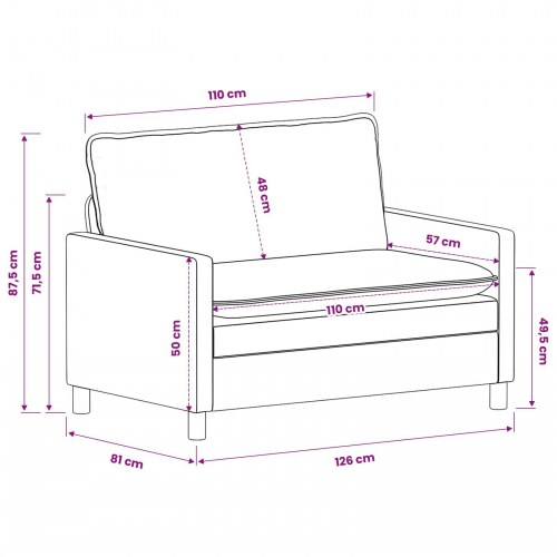 Sofa Sæt 2 stk Cremefarvet Polyester