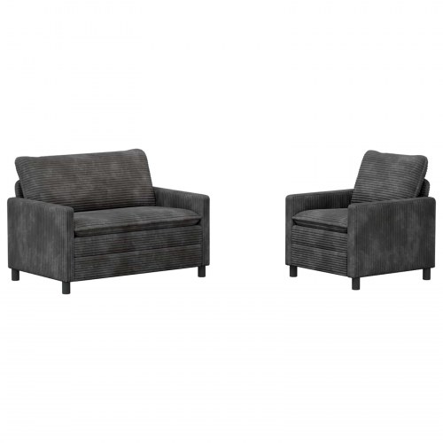 Sofa Sæt 2 stk Mørkegrå Polyester